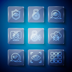 set line check mark in speech bubble eye scan vector image