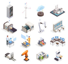 Robotic arms set manufacturing automation Vector Image
