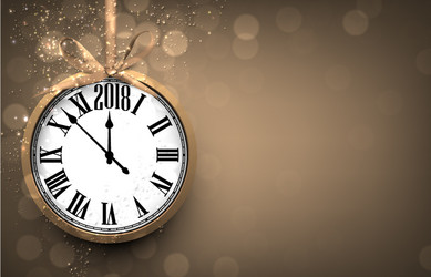 2018 new year background with clock vector