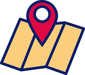 paper map guide with pin location line and fill vector image