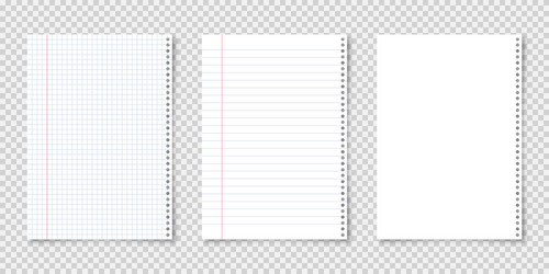 realistic blank lined paper sheets in a4 format vector image