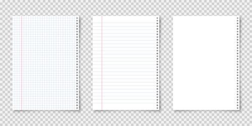 Realistic blank lined paper sheets in a4 format vector