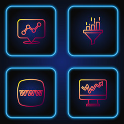 set line monitor with graph chart website vector image