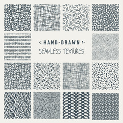 Set of hand drawn marker and ink patterns vector