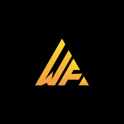 w f monogram initial logo with a yellow triangle vector image