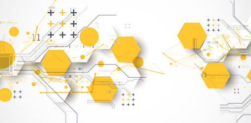 abstract circuit board background with hexagons vector image