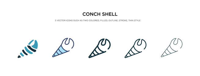 conch shell icon in different style two colored vector image