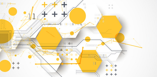 abstract circuit board background with hexagons vector image