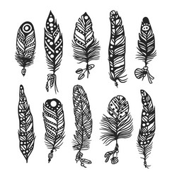 Boho feather hand drawn effect style Royalty Free Vector