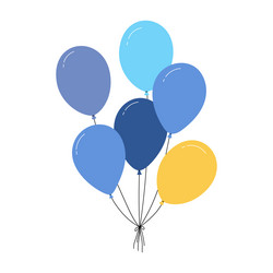 bundle of balloons with strings simple doodle vector image