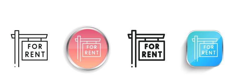 for rent icon thin linear regular and button vector image
