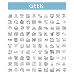 geek icons line symbols web signs set vector