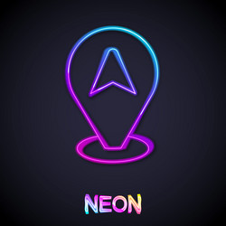 glowing neon line map pointer with taxi car icon vector image