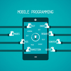 mobile programming concept in flat style vector image