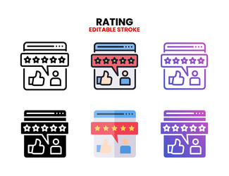 rating icon set with different styles vector image