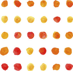 Set of watercolor pastel orange and red round vector