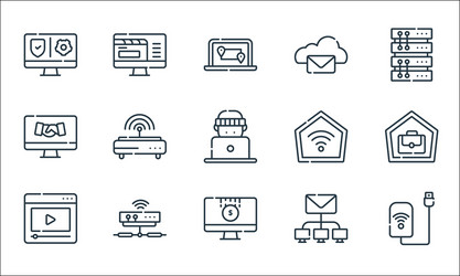 telecommuting line icons linear set quality vector image