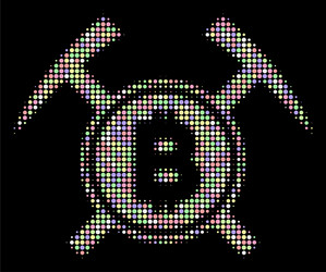 bitcoin mining hammers halftone composition vector image