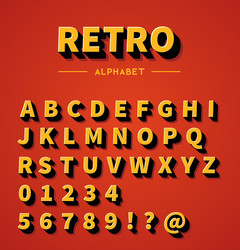 Retro 3D Alphabet Set with Shadow vector image