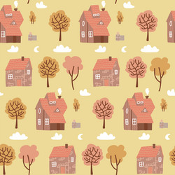 seamless pastel colorful pattern with houses vector