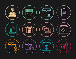 set line scale with cardboard box search package vector image