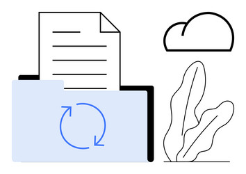 file synchronization concept with document inside vector image