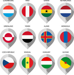 marker from paper with flag for map - set fifth vector image