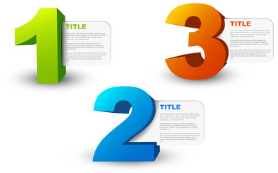 one two three - 3d progress icons vector image