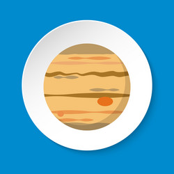 Planet jupiter icon in flat style on round button vector