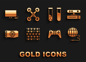 set binary code motion sensor social network vector image