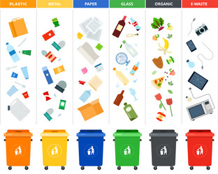 set sorting bins for garbage different vector image