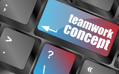 Cloud icon with teamwork concept word on computer vector