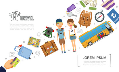 flat travel elements template Vector Image