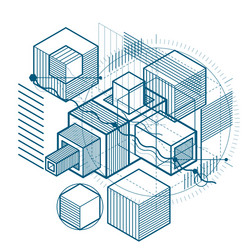 lines and shapes abstract isometric 3d background vector image
