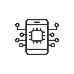 phone processor chip icon in line design vector image