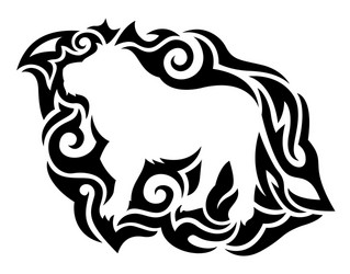 Tribal tattoo art with white lion silhouette vector