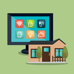desktop computer controlling smart home vector image