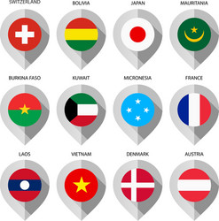 marker from paper with flag for map - set first vector image
