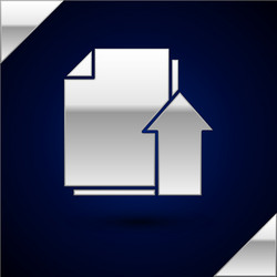 silver upload file document icon isolated on dark vector image