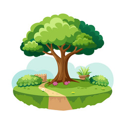 tree with a path in the garden isolated vector image