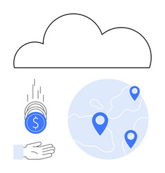 cloud computing for global transactions and data vector image