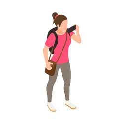 Girl in travel composition vector