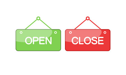 Plate open close icon shop sign on isolated white vector