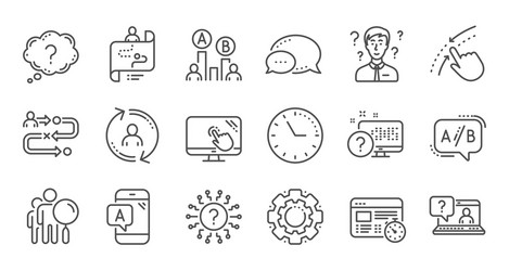 Ux line icons ab testing journey path map vector