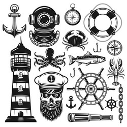 Nautical Objects & Elements Set vector image