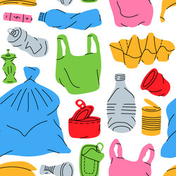 Unsorted garbage pattern hand drawn trash vector