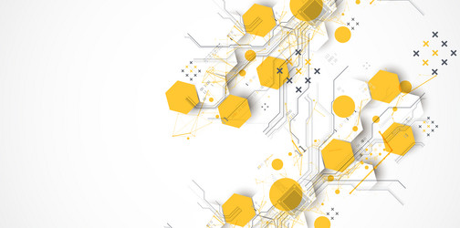 abstract circuit board background with hexagons vector image