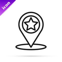 black line map pointer with star icon isolated vector image