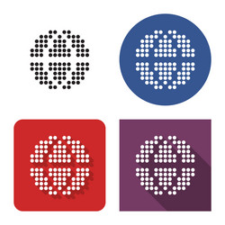 Dotted icon globe in four variants with short vector