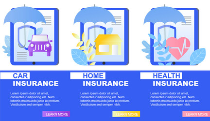 House car health insurance service banner vector